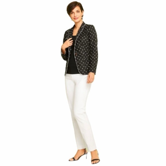 Talbots Linen Blend Polkadot Nautical Blazer Size 8 - Picture 2 of 16